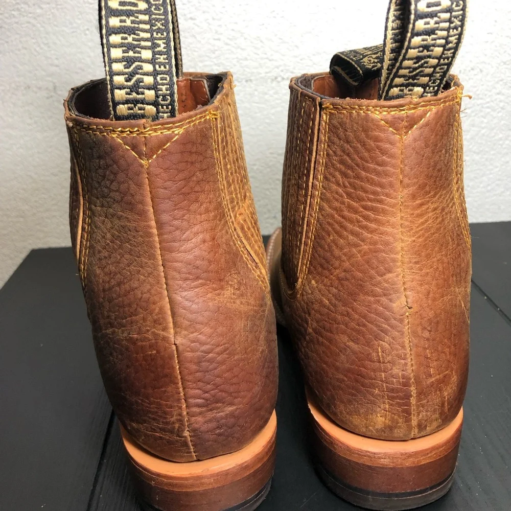 Besserro Brown Nubuck Leather Square-Toe Ankle Boots 38